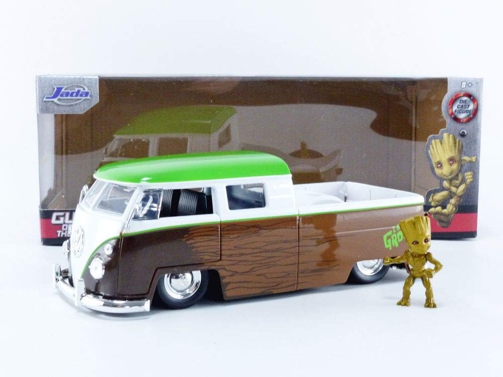 Marvel Guardians of The Galaxy 1:24 Volkswagen Bus Die-Cast Car & 2.75" Groot Figure, Toys for Kids and Adults