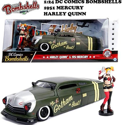 Jada Toys 1: 24 1951 Mercury W/Harley Quinn Figure, Green